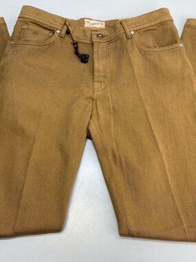 Marco Pescarolo Mens Jean Brown Size 40 Neranom Straight Slim Fit Cotton Blend
